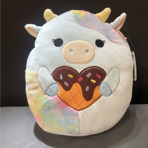 Squishmallow 2024 valentine squad 12” Caedia the cow heart ice cream plushy - Picture 1 of 2